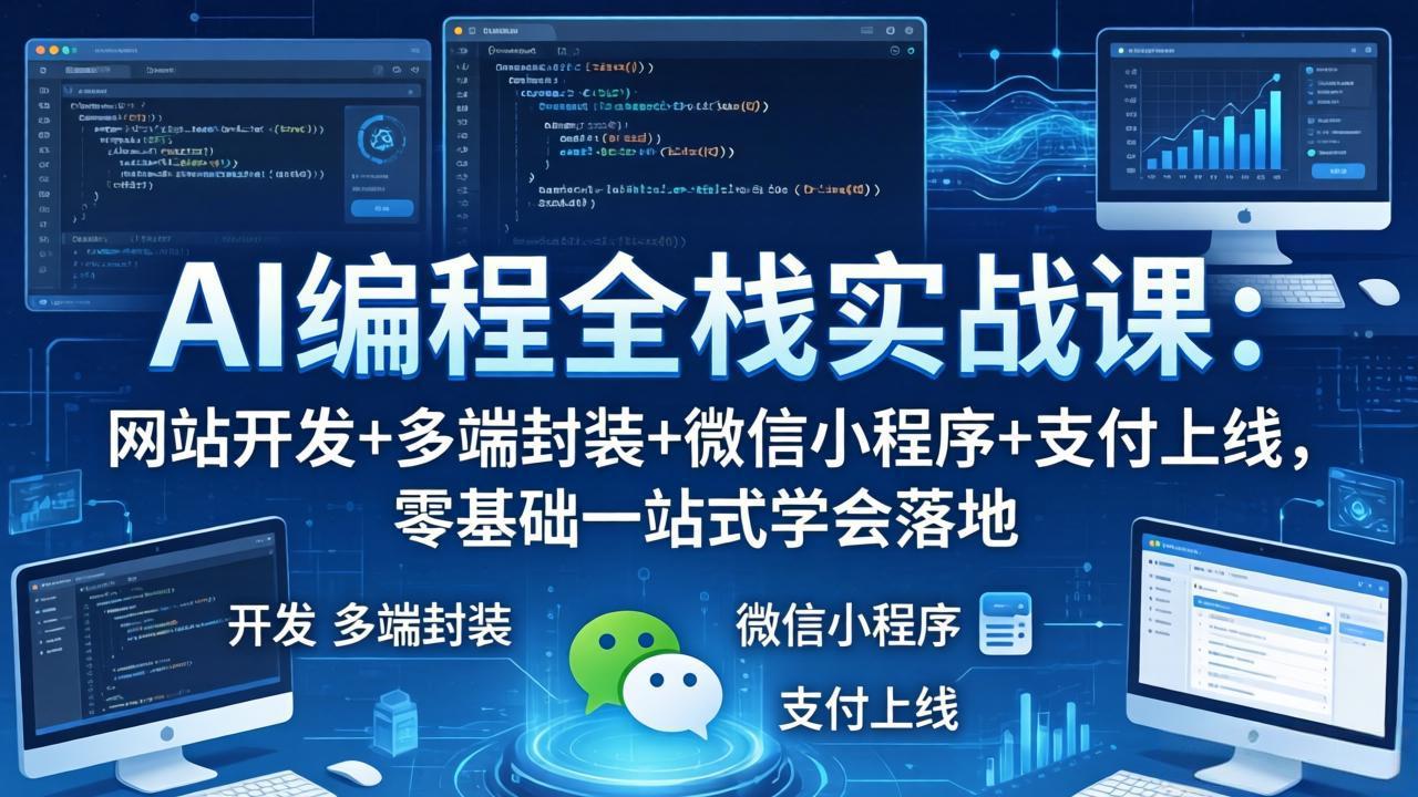 AI编程全栈实战课：网站开发+多端封装+微信小程序+支付上线，零基础一站式学会落地-梦清研习社